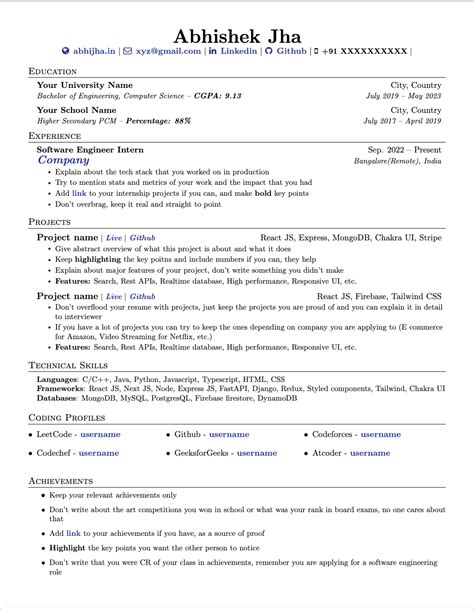 Latex Cv Template Software Engineer