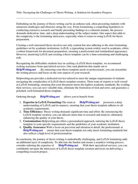 Latex For Thesis Template