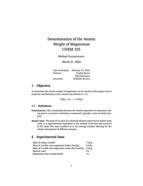 Latex Template Lab Report