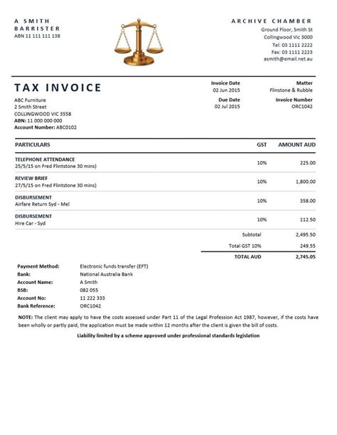 Law Office Invoice Template