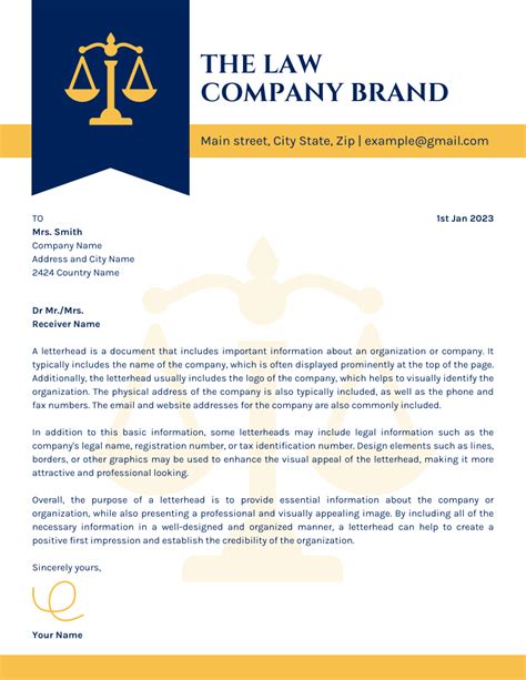 Law Office Letterhead Template