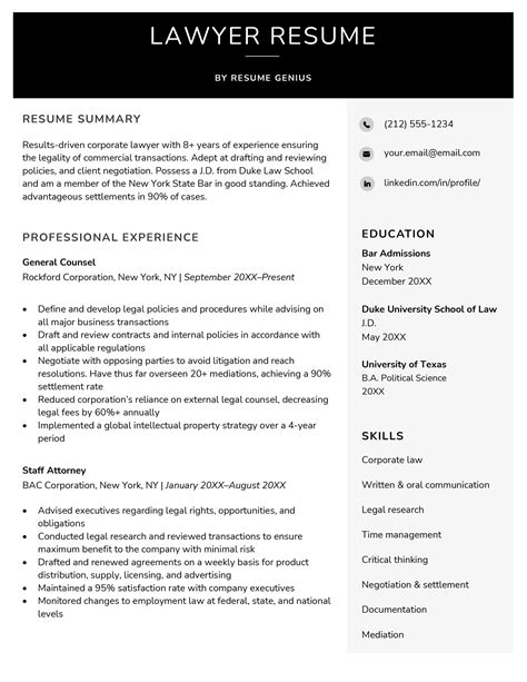 Lawyer Resume Template