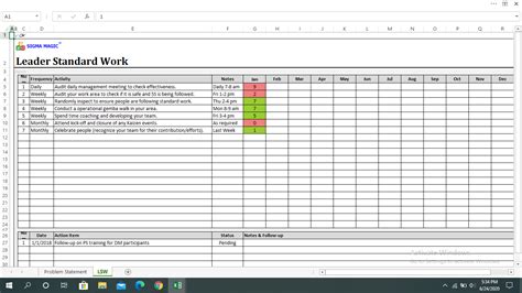 Leader Standard Work Template Excel
