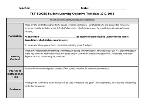Learning Objectives Template