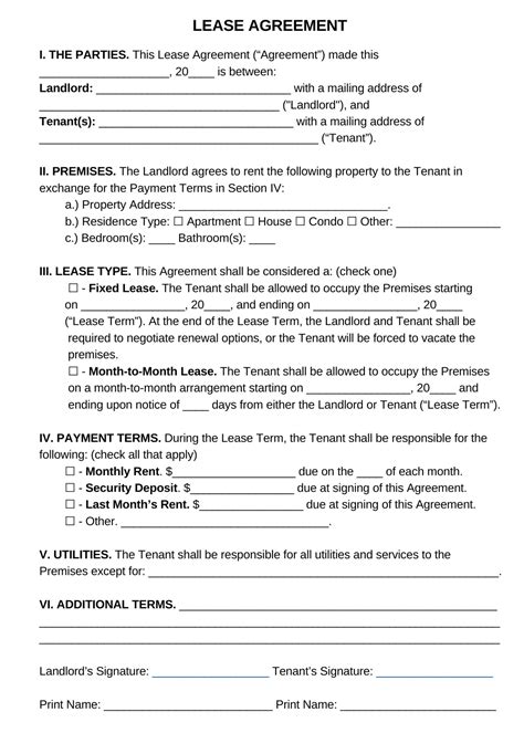 Lease Agreement Template