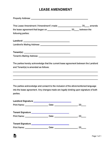 Lease Amendment Template