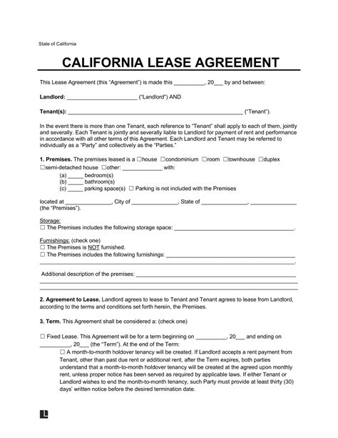 Lease Template California
