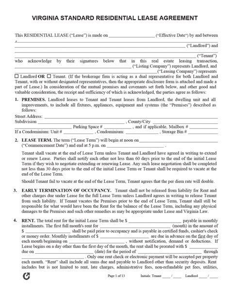 Lease Template Virginia