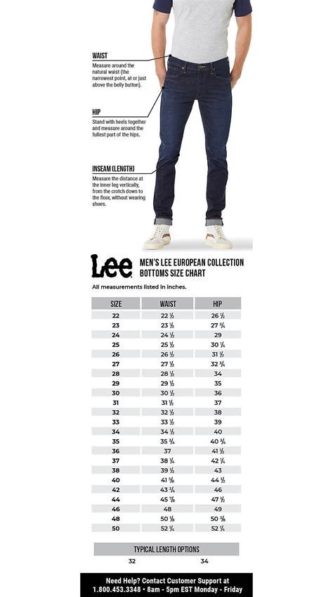 Lee Size Chart