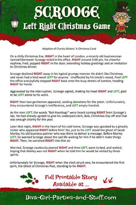 Left Right Christmas Story Game Free Printable