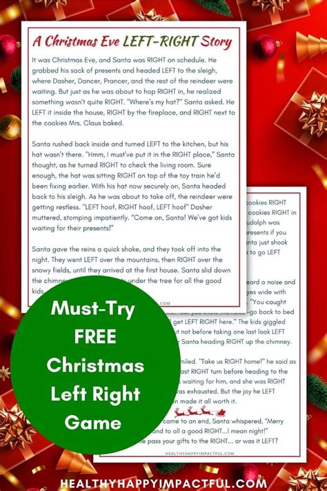 Left Right Christmas Story Game Printable