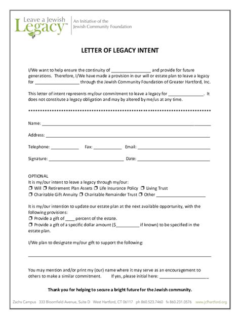 Legacy Letter Template