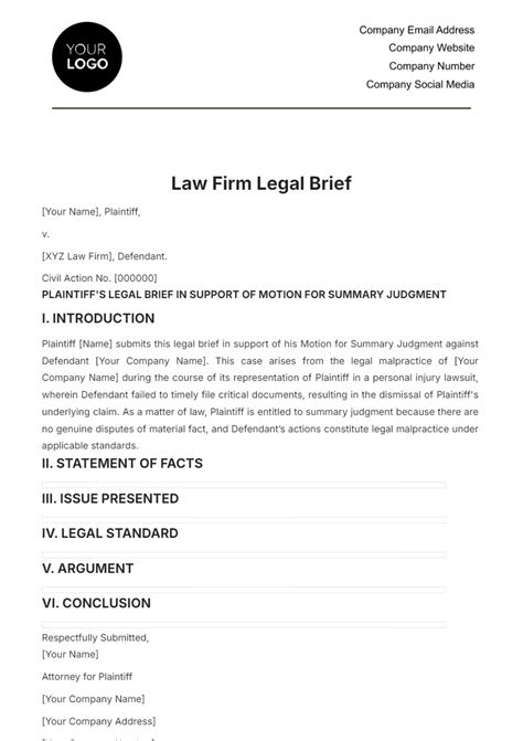 Legal Brief Templates