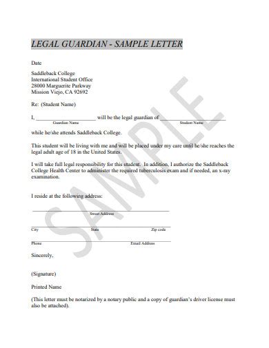 Legal Guardian Letter Template