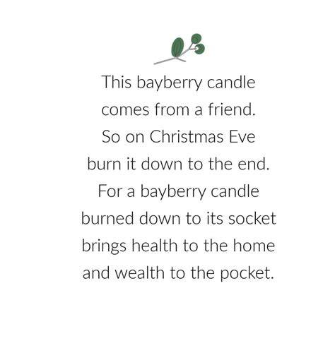 Legend Bayberry Candle Poem Printable
