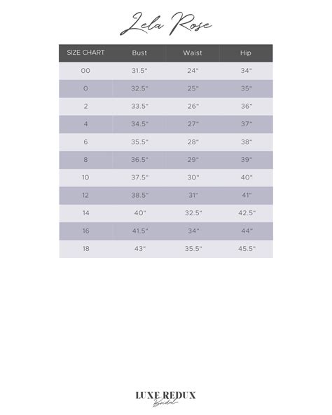 Lela Rose Size Chart