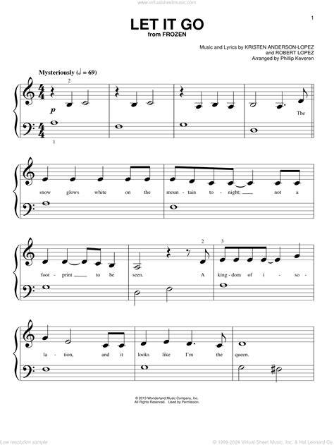 Let It Go Piano Sheet Music Easy Printable