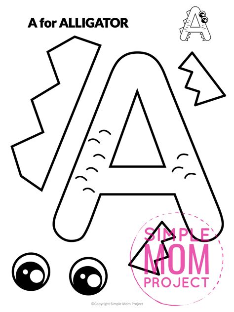 Letter A Alligator Craft Template