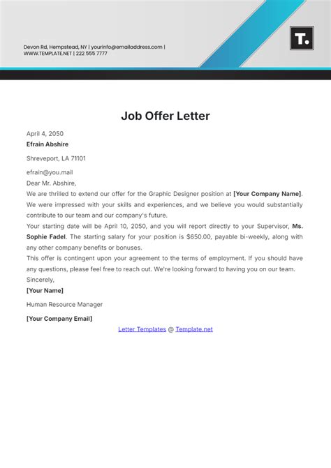 Letter Job Offer Template