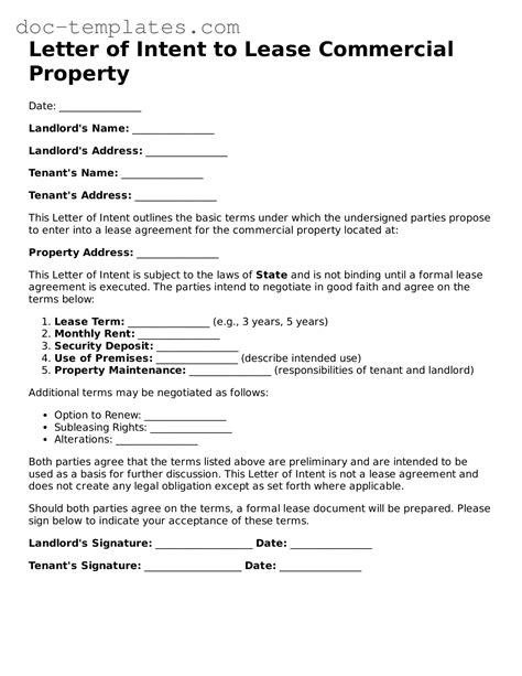 Letter Of Intent To Lease Template