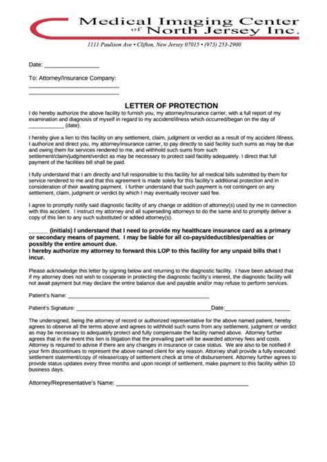 Letter Of Protection Template