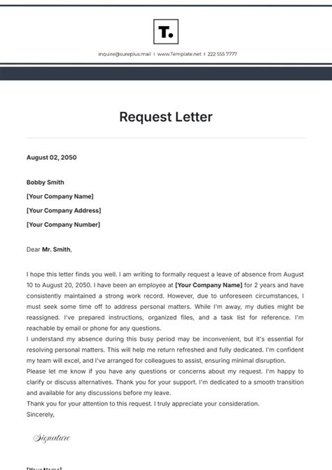 Letter Of Rec Request Template