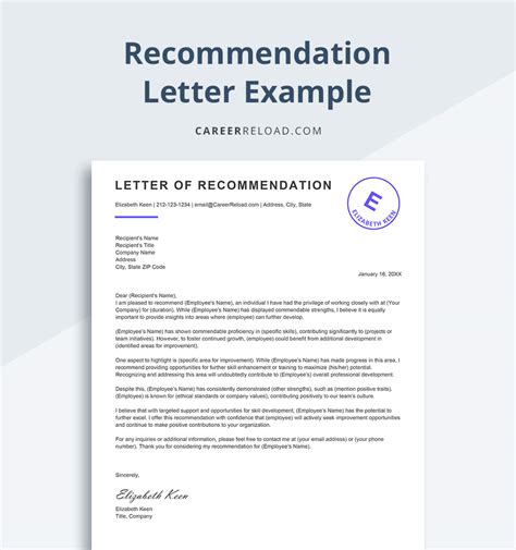 Letter Of Recommendation Template Example
