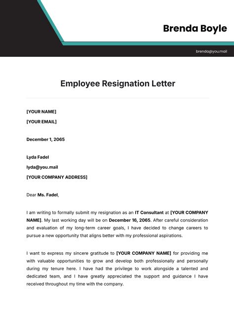 Letter Resignation Template