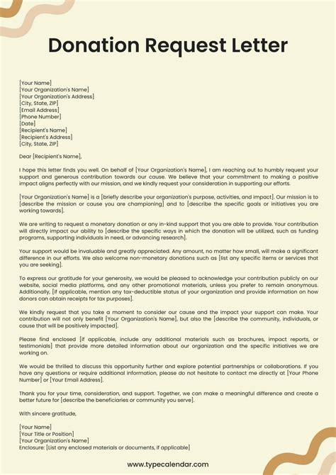 Letter Template To Ask For Donations