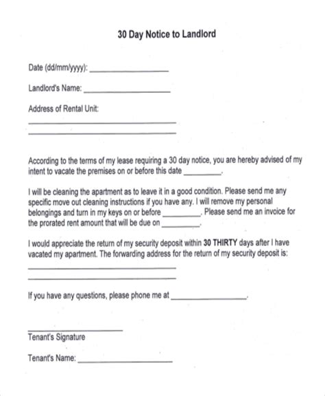 Letter To Landlord Template