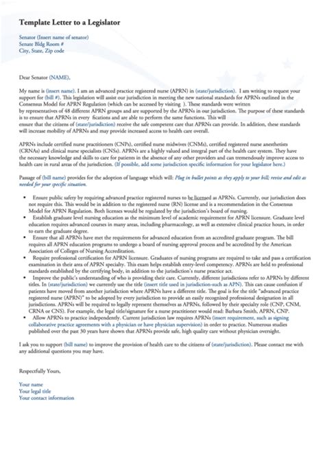 Letter To Legislator Template