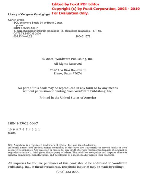 Library Of Congress Cataloging In Publication Data Address