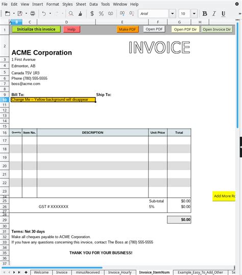 Libreoffice Invoice Template