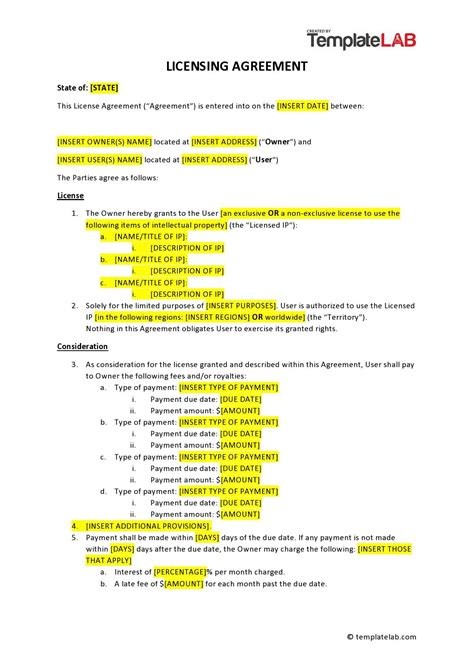 Licensing Agreements Template