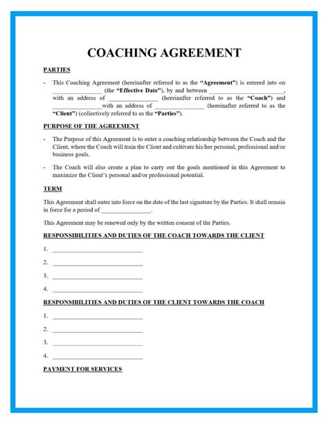 Life Coaching Contract Template Free