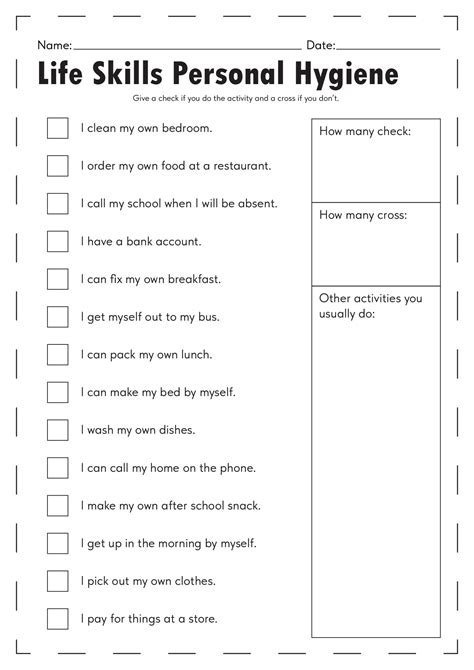Life Skills Free Printable Worksheets