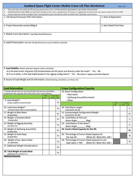 Lifting Plan Template Excel