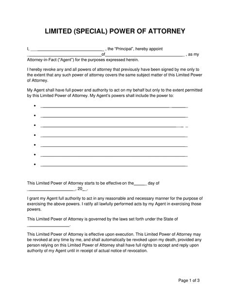 Limited Poa Template