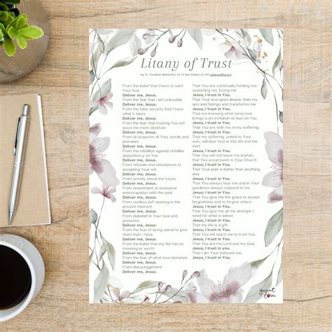 Litany Of Trust Printable