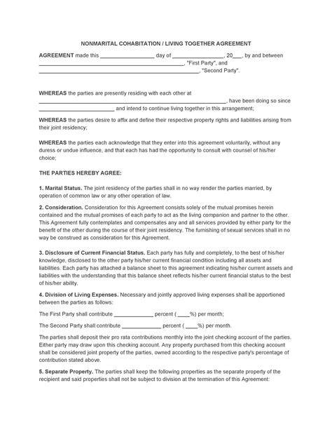 Living Agreement Contract Template