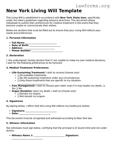 Living Will Template Ny