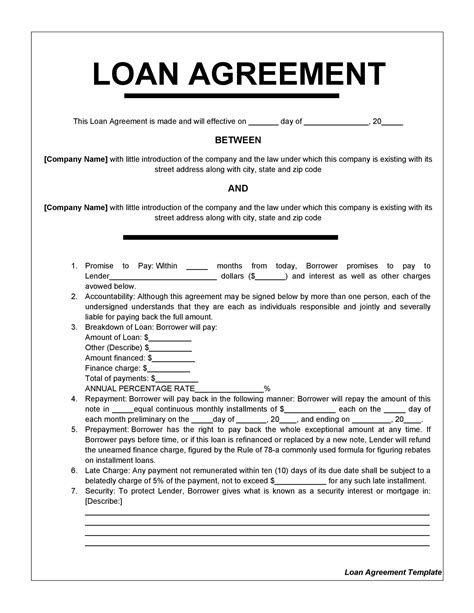 Loan Contract Template Free