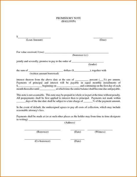 Loan Promissory Note Template