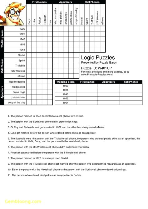 Logic Puzzle Grid Printable