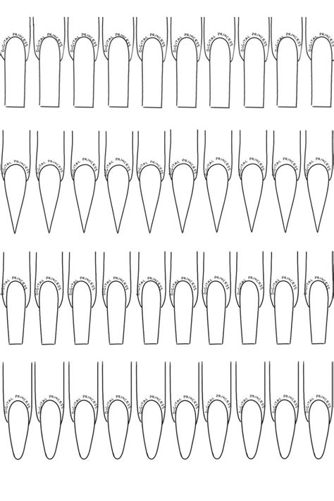 Long Almond Nail Template