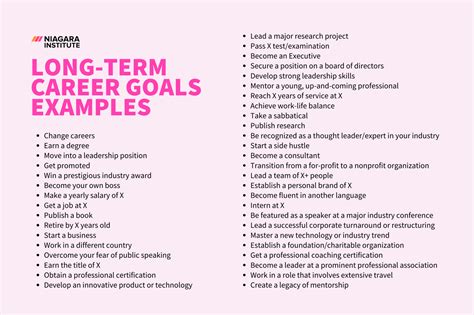 Long Range Career Goals Examples