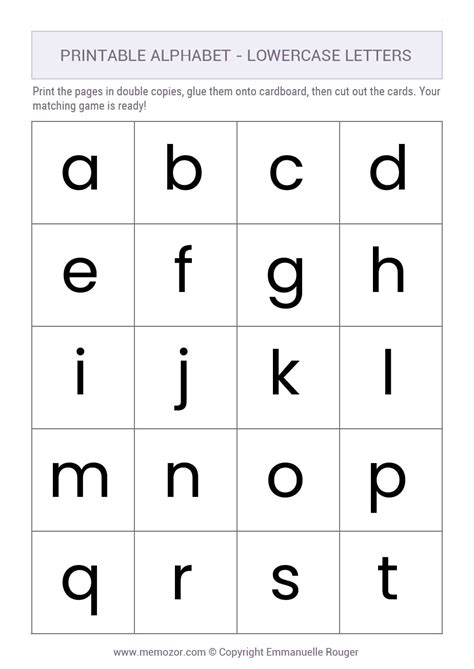 Lowercase Printable Alphabet Letters