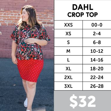 Lularoe Dahl Size Chart