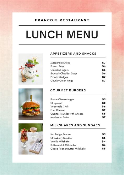 Lunch Menu Templates