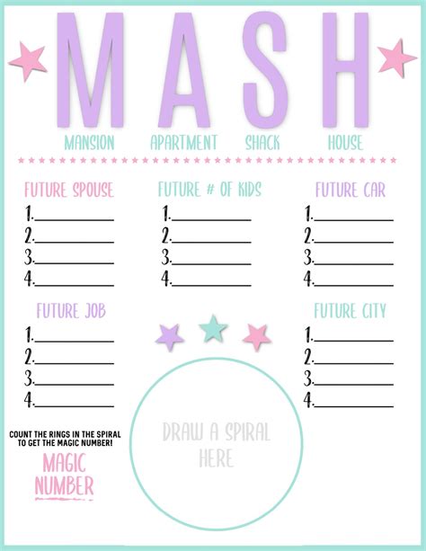 M.a.s.h Game Printable